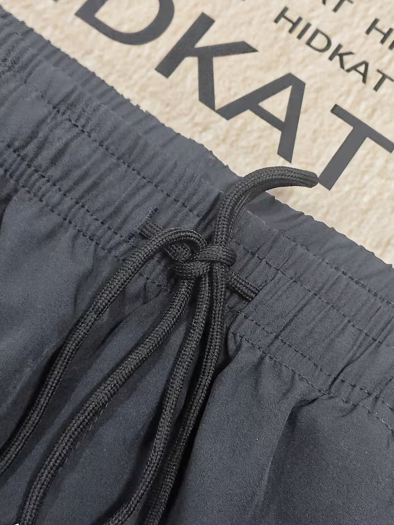 Charcoal Grey Elastic-Waist Cargo Joggers